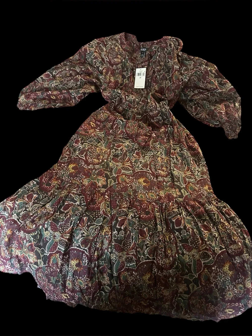 NWT Ralph Lauren Women’s Long Sleeve Dress- Autumal colors. 8 Petite $195 - Picture 1 of 10